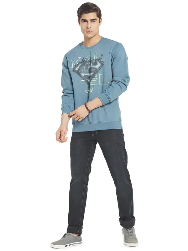 Octave Men Blue Grey Printed Sweatshirt