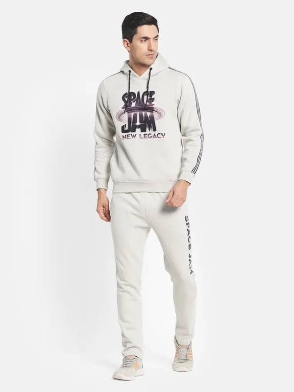 Men Grey Graphic Print Tracksuits