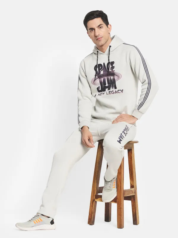 Men Grey Graphic Print Tracksuits