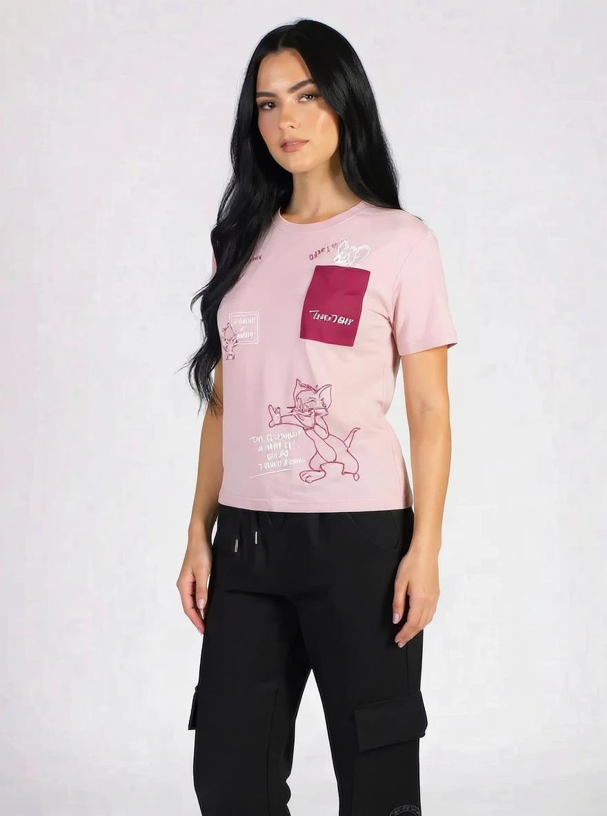 Women Printed Pockets T-shirt