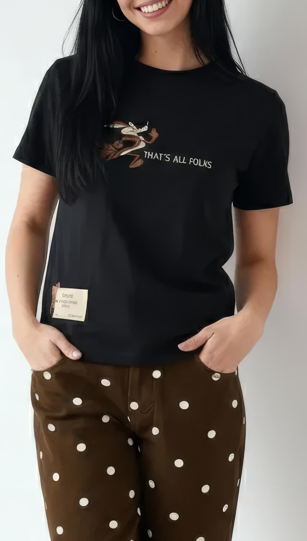 Women Black Printed Round Neck T-Shirt