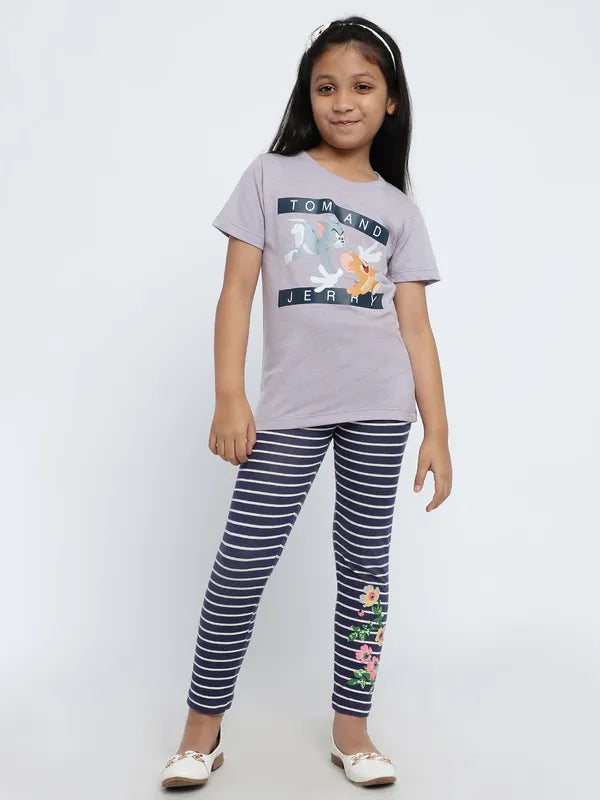 Mettle Girls Tom Jerry Printed Cotton T-Shirt