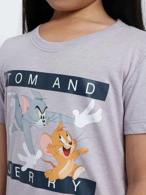 Mettle Girls Tom Jerry Printed Cotton T-Shirt