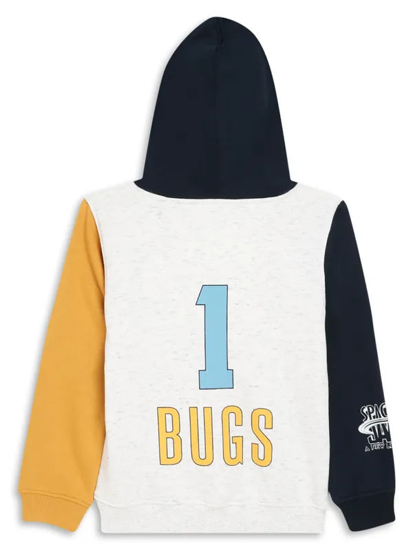 Octave Boys White Printed Hooded Sweatshirt