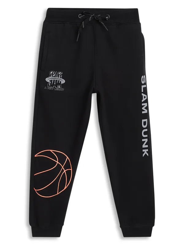 Octave Boys Black Printed Track Pants
