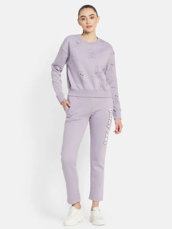 Mettle Women Purple Printed Tracksuits