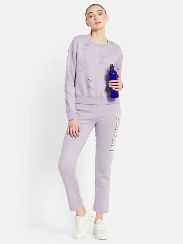 Mettle Women Purple Printed Tracksuits