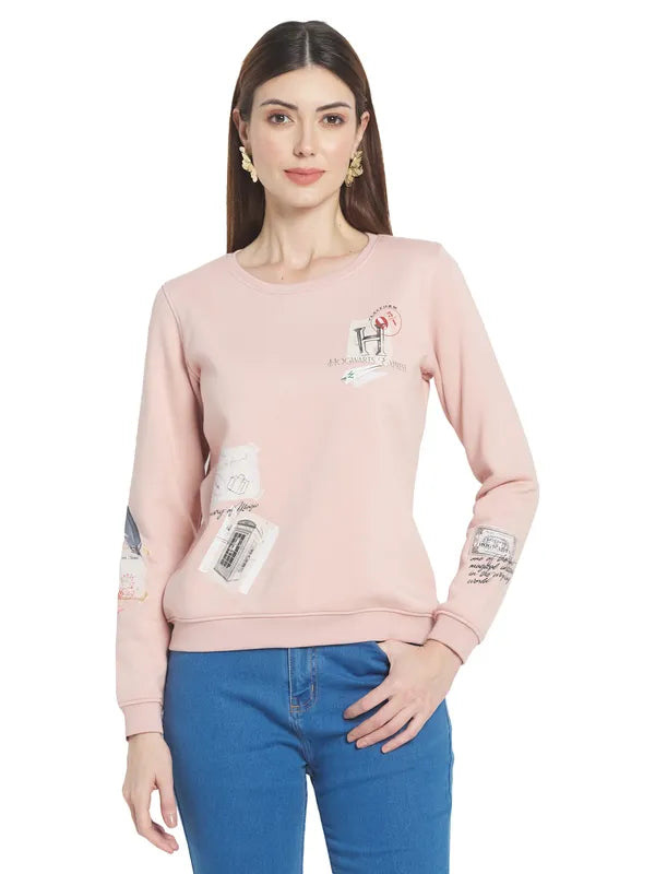 Mettle Women Pink Printed Sweatshirt