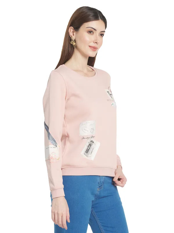 Mettle Women Pink Printed Sweatshirt