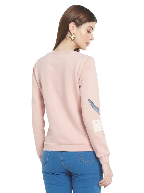 Mettle Women Pink Printed Sweatshirt