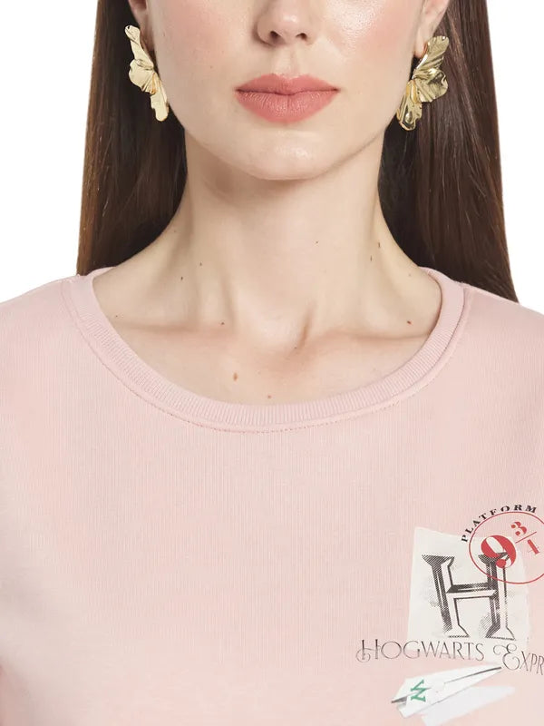 Mettle Women Pink Printed Sweatshirt