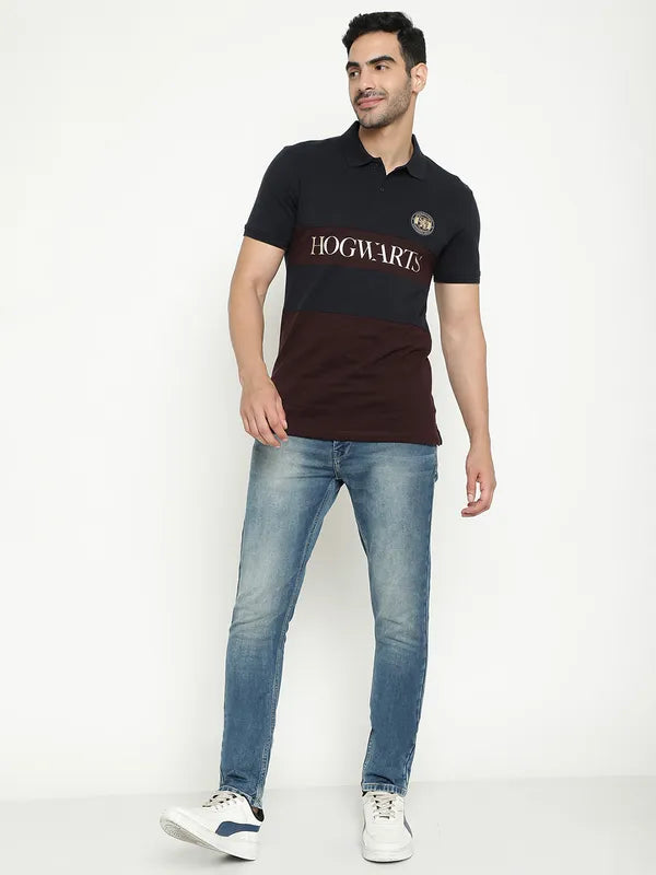 Octave Typography Printed Polo Collar Cotton T-Shirt