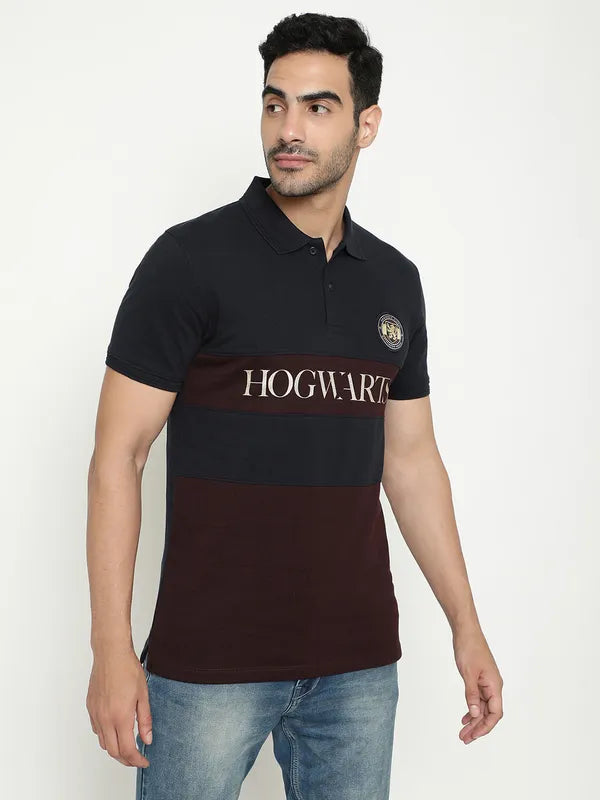 Octave Typography Printed Polo Collar Cotton T-Shirt
