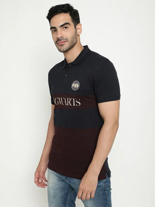 Octave Typography Printed Polo Collar Cotton T-Shirt