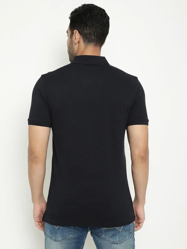 Octave Typography Printed Polo Collar Cotton T-Shirt