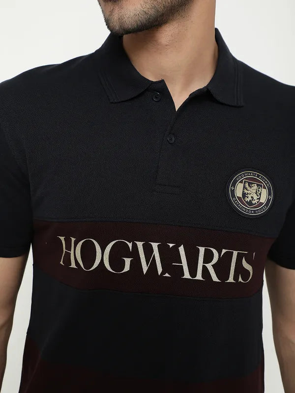 Octave Typography Printed Polo Collar Cotton T-Shirt