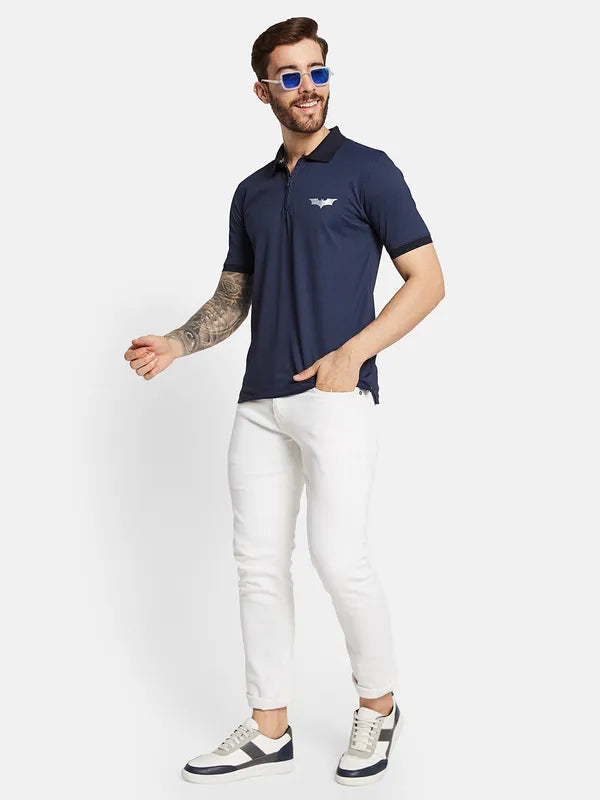 Octave Men Batman Polo Collar Solid T-Shirt