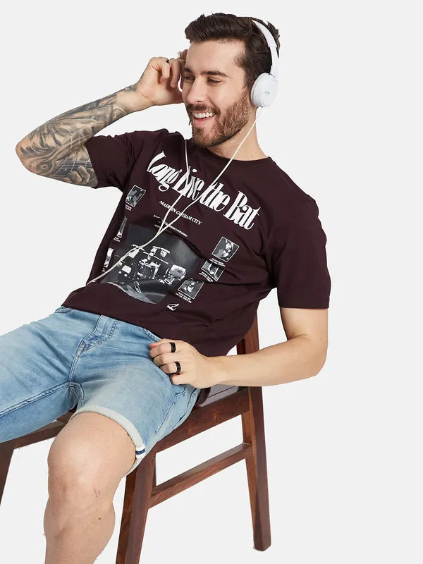 Octave Ss24 Men Typography Printed Round Neck T-Shirt