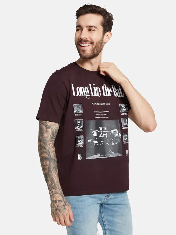 Octave Ss24 Men Typography Printed Round Neck T-Shirt