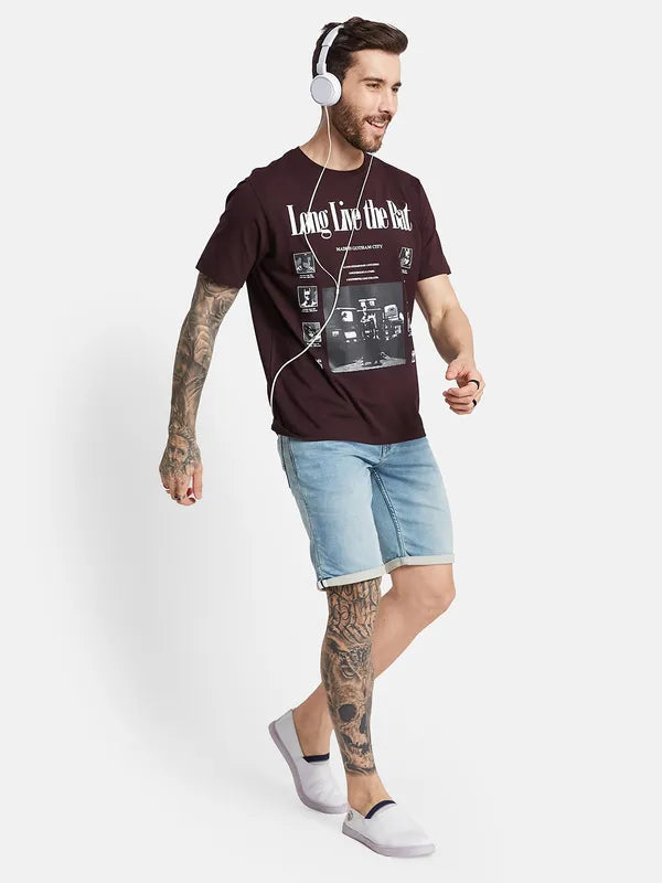 Octave Ss24 Men Typography Printed Round Neck T-Shirt