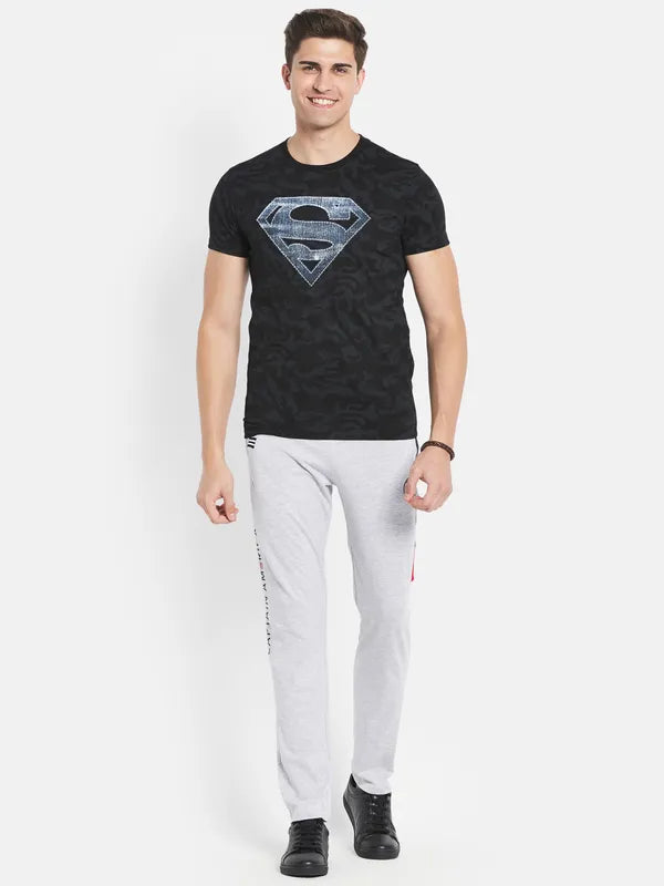Octave Men Black Superman Printed T-Shirt