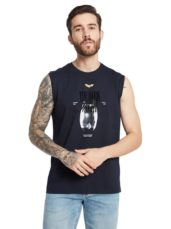 Octave Men Typography Printed Round Neck Sleeveless T-Shirt