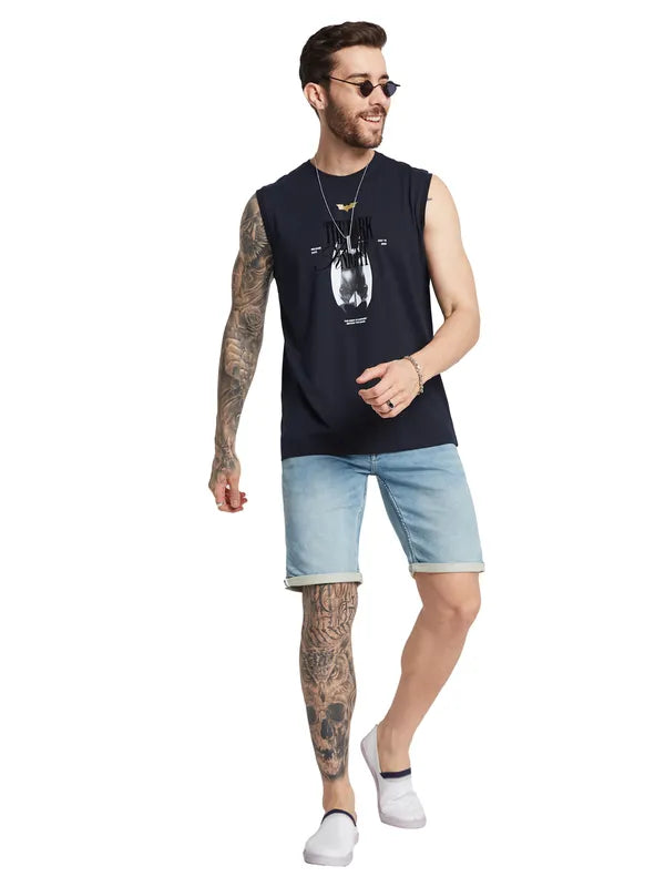 Octave Men Typography Printed Round Neck Sleeveless T-Shirt