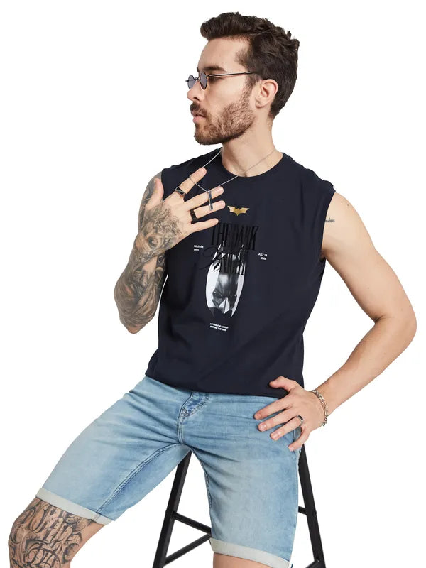Octave Men Typography Printed Round Neck Sleeveless T-Shirt