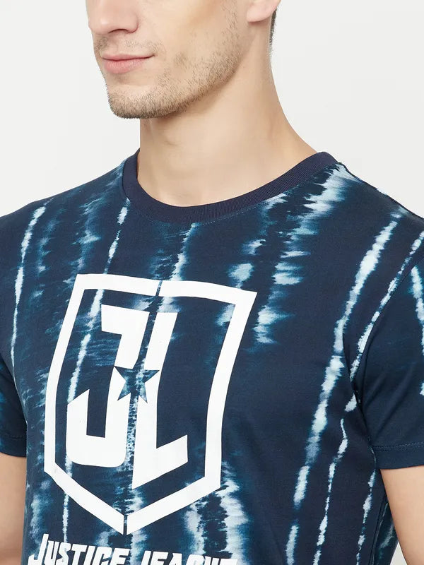 Octave Men Blue Typography Printed Raw Edge T-Shirt