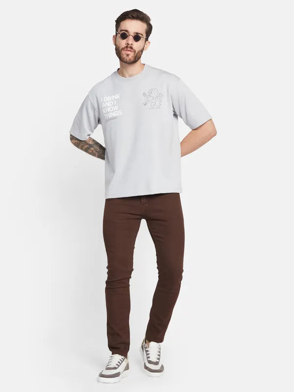 Octave Typography Printed Round Neck Cotton T-Shirt