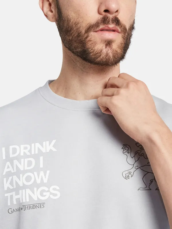 Octave Typography Printed Round Neck Cotton T-Shirt