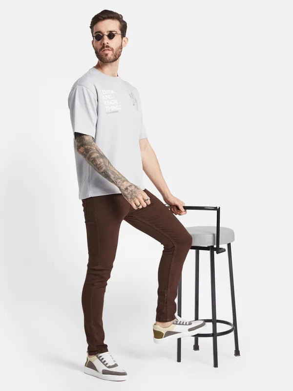 Octave Typography Printed Round Neck Cotton T-Shirt