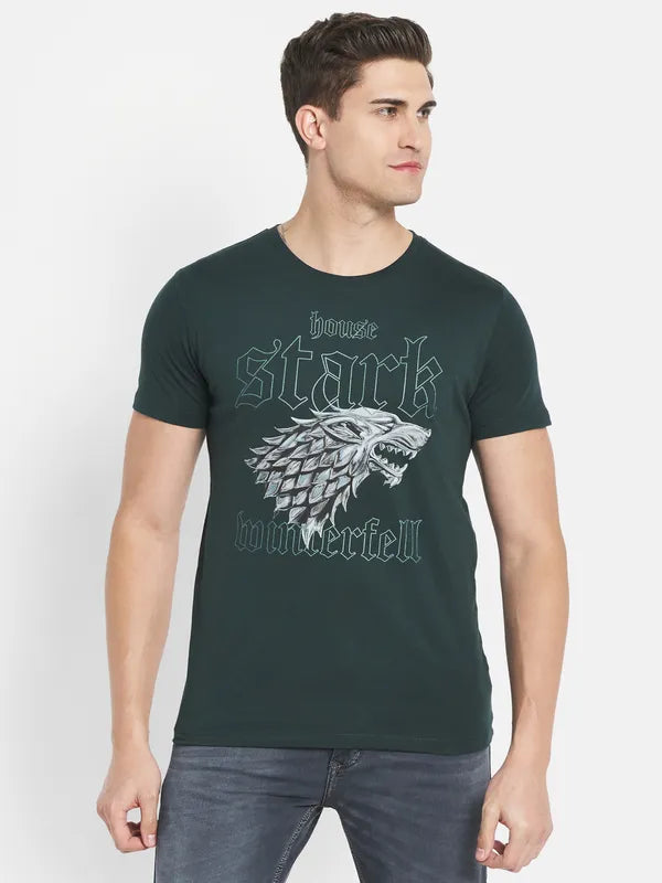 Octave Men Green Typography Printed T-Shirt
