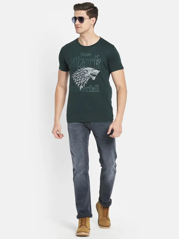 Octave Men Green Typography Printed T-Shirt