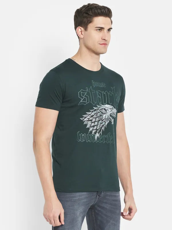 Octave Men Green Typography Printed T-Shirt