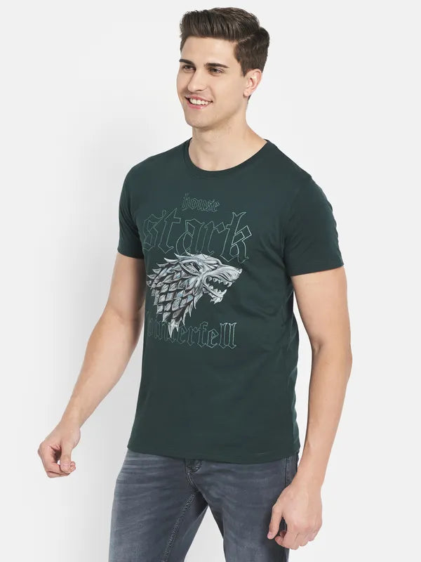Octave Men Green Typography Printed T-Shirt