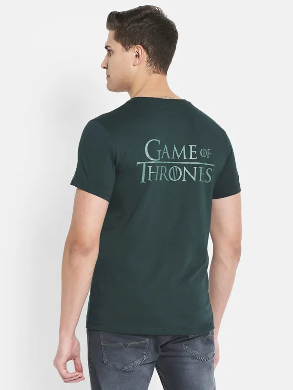 Octave Men Green Typography Printed T-Shirt
