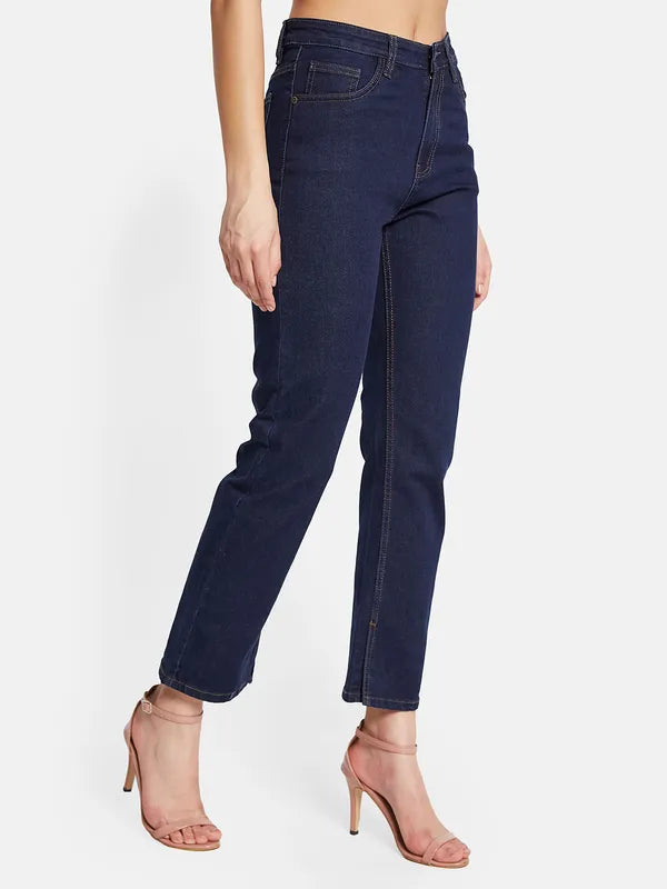 Mettle Women Straight Fit Cotton Stretchable Cropped Jeans