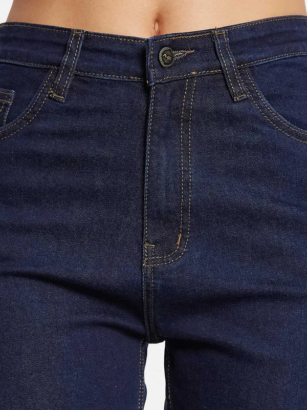 Mettle Women Straight Fit Cotton Stretchable Cropped Jeans