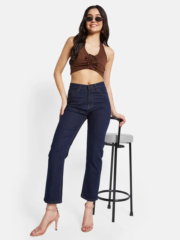 Mettle Women Straight Fit Cotton Stretchable Cropped Jeans