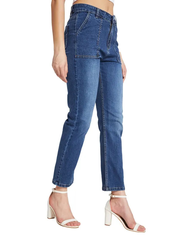 Mettle Women Straight Fit Light Fade Stretchable Jeans