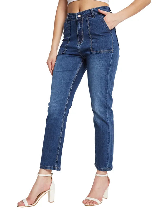 Mettle Women Straight Fit Light Fade Stretchable Jeans