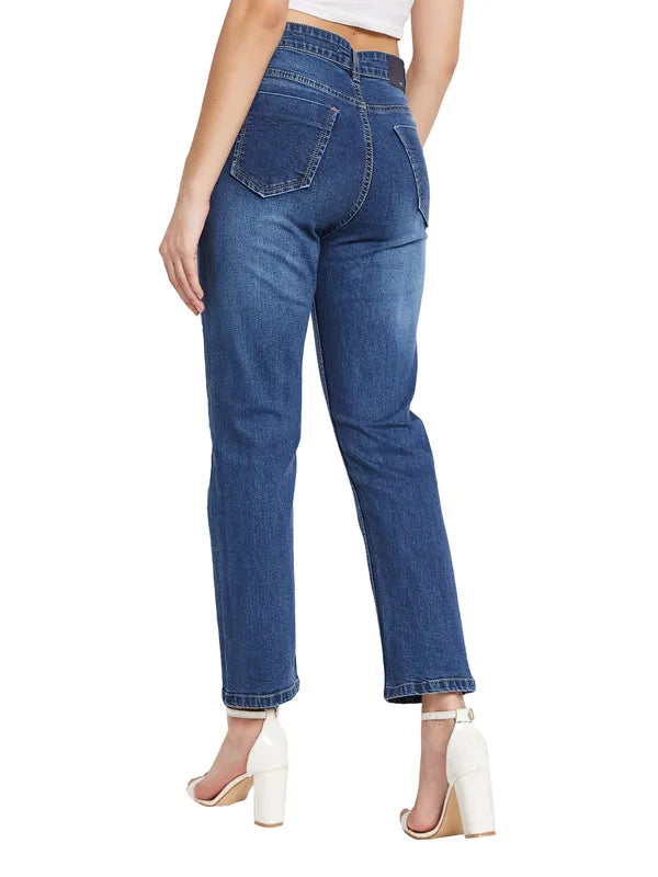 Mettle Women Straight Fit Light Fade Stretchable Jeans