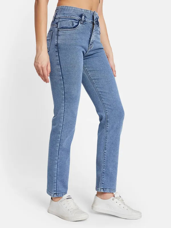 Mettle Women Straight Fit Slash Knee Jeans