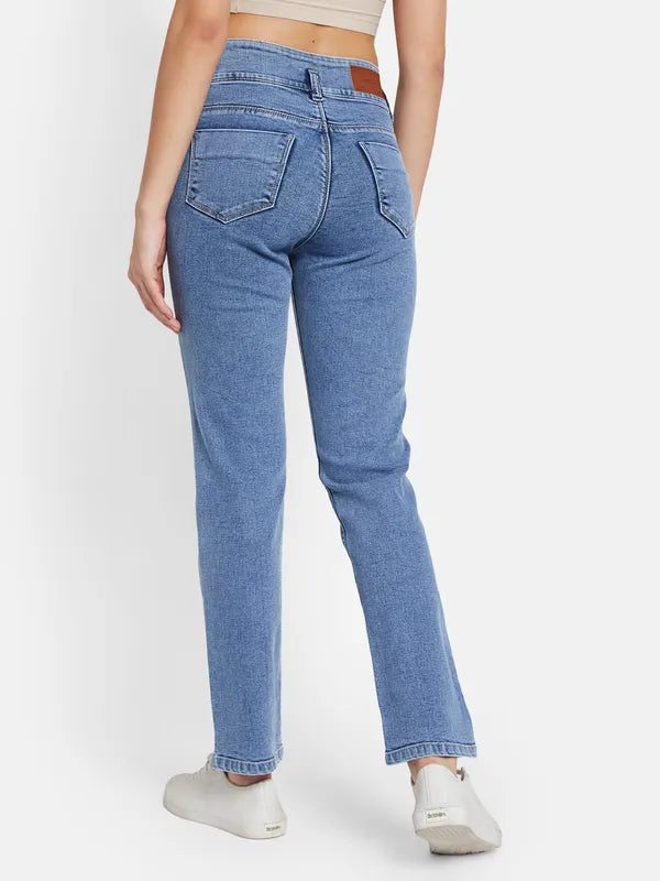 Mettle Women Straight Fit Slash Knee Jeans