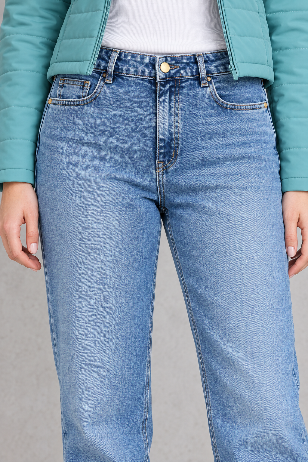 Women’s Cloud Blue Denim Straight Fit Jeans – Classic Full-Length Casual Jeans