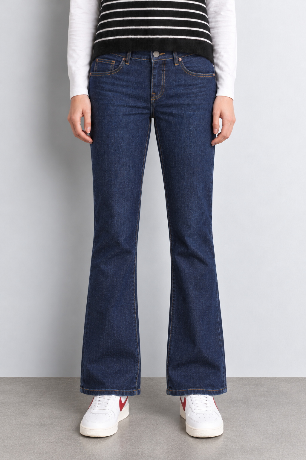 Women’s Midnight Blue High-Rise Bootcut Denim Jeans with Five Pockets