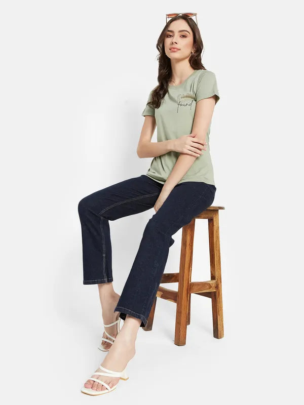 Mid Waist Boot Cut Jeans