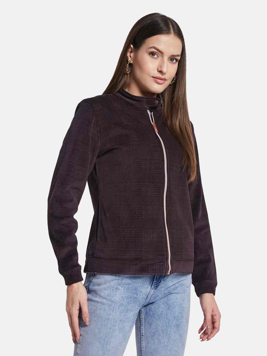 METTLE Women Mandarin Collar Sweatshirt