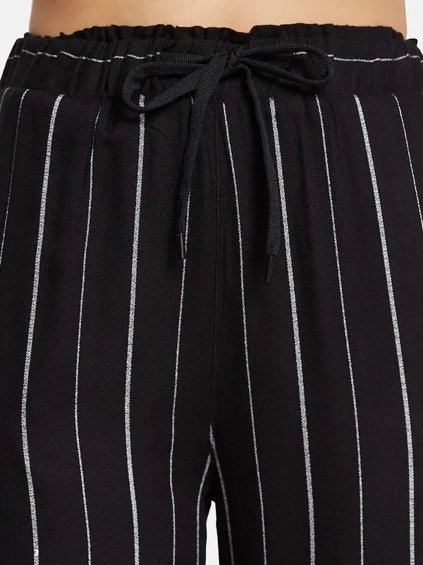 Mettle Women Striped Mid-Rise Cotton Trouser